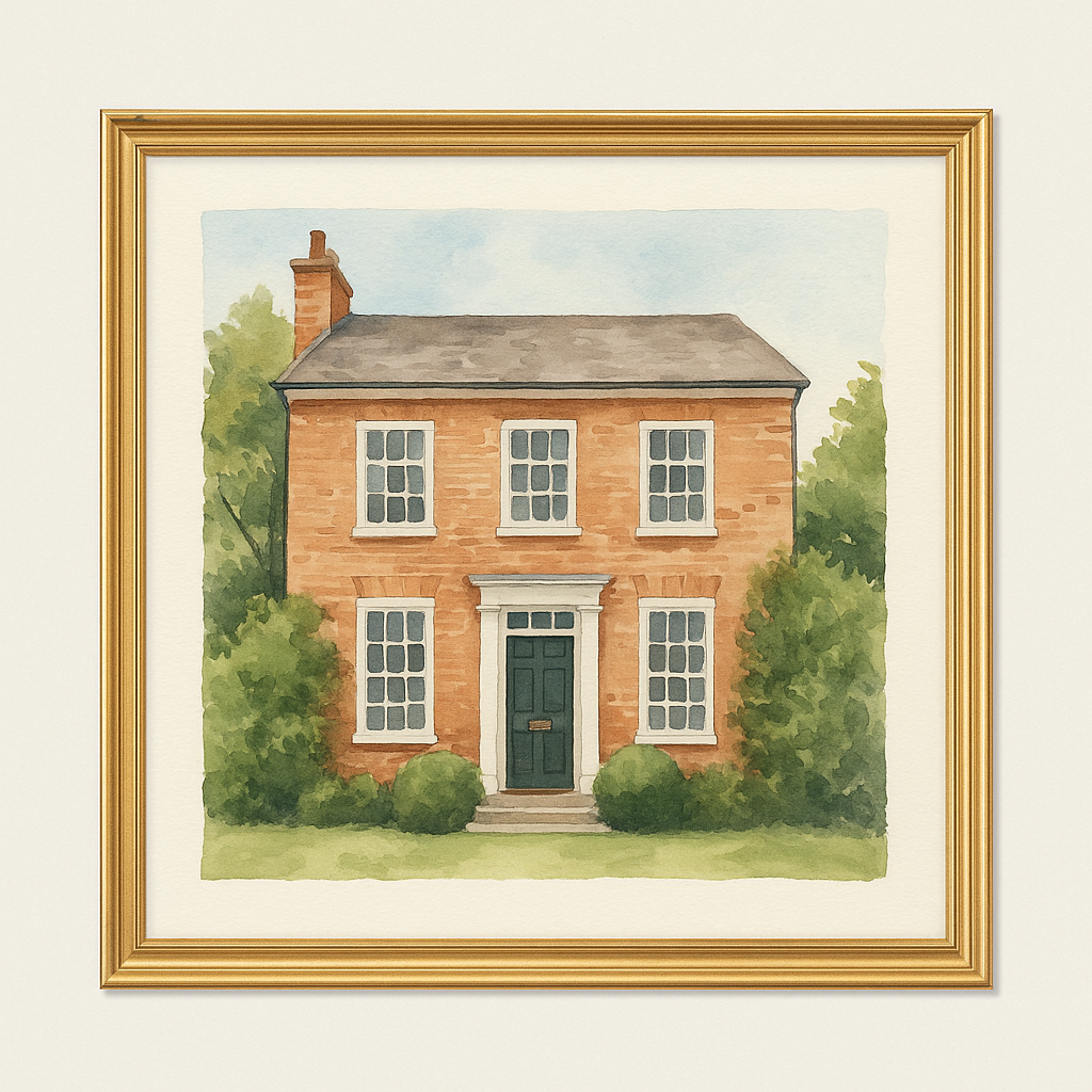 Georgian house watercolor portrait example